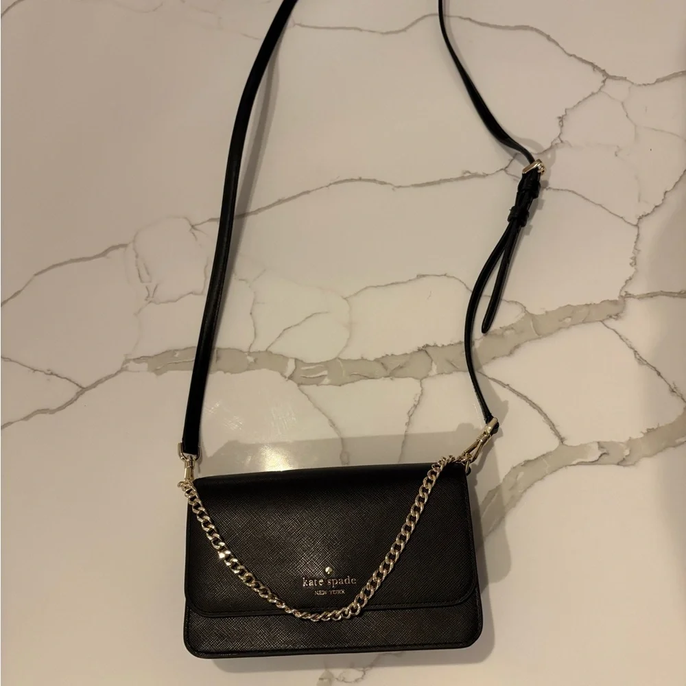 Kate Spade Black Crossbody with Gold Chain - Picture 2 of 5